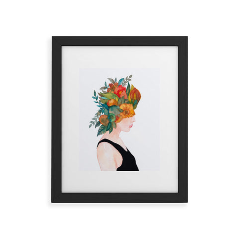 Viviana Gonzalez Woman in flowers watercolor Framed Art Print