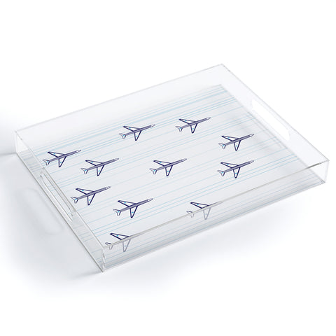 Vy La Airplanes And Stripes Acrylic Tray