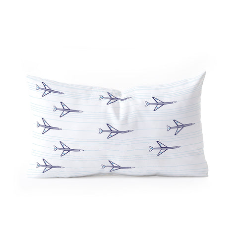 Vy La Airplanes And Stripes Oblong Throw Pillow