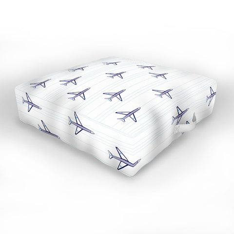 Vy La Airplanes And Stripes Outdoor Floor Cushion