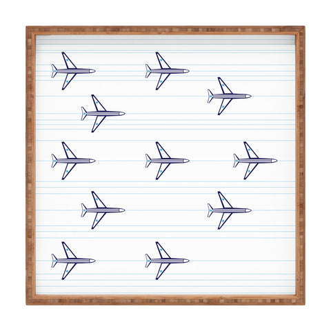 Vy La Airplanes And Stripes Square Tray