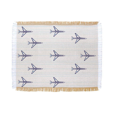 Vy La Airplanes And Stripes Throw Blanket