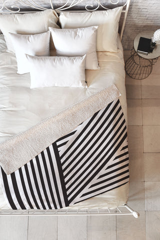 Vy La Black and White Everything Nice Fleece Throw Blanket