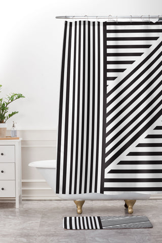 Vy La Black and White Everything Nice Shower Curtain And Mat
