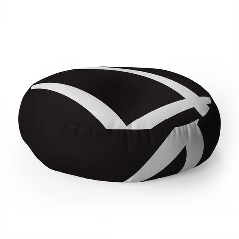 Vy La Black and White Lines Floor Pillow Round