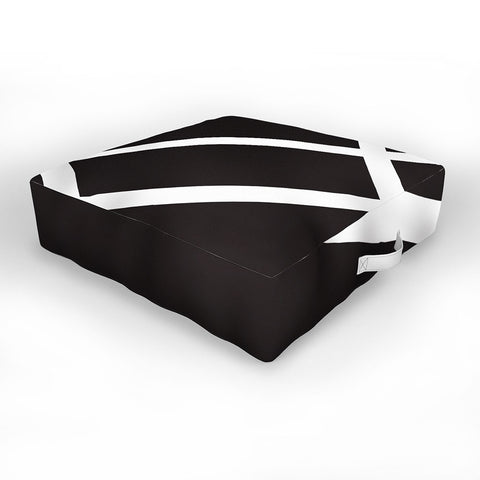 Vy La Black and White Lines Outdoor Floor Cushion
