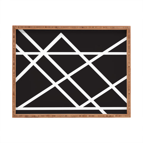 Vy La Black and White Lines Rectangular Tray