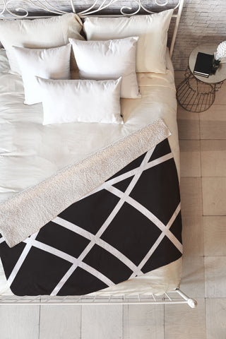 Vy La Black and White Lines Fleece Throw Blanket