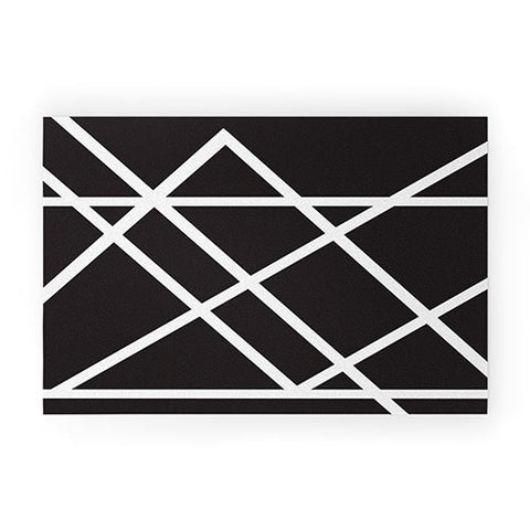 Vy La Black and White Lines Welcome Mat