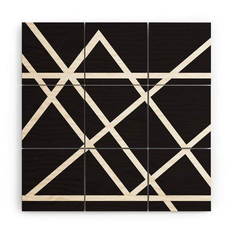 Vy La Black and White Lines Wood Wall Mural