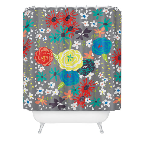 Vy La Bloomimg Love Gray Shower Curtain