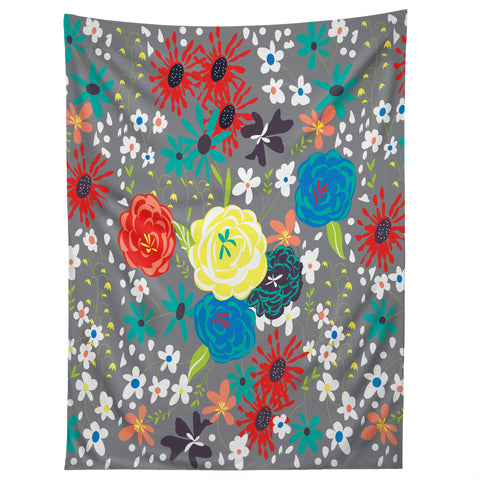 Vy La Bloomimg Love Gray Tapestry