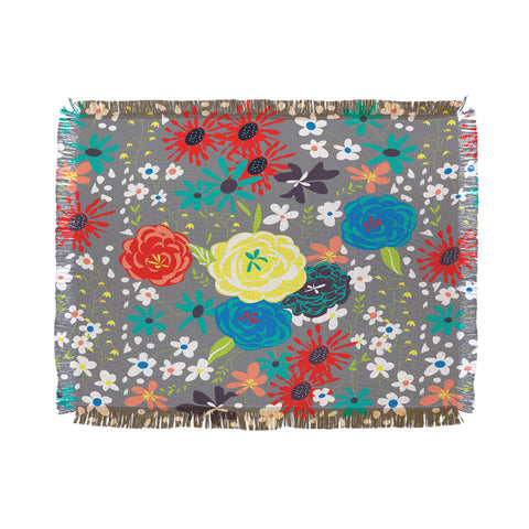 Vy La Bloomimg Love Gray Throw Blanket