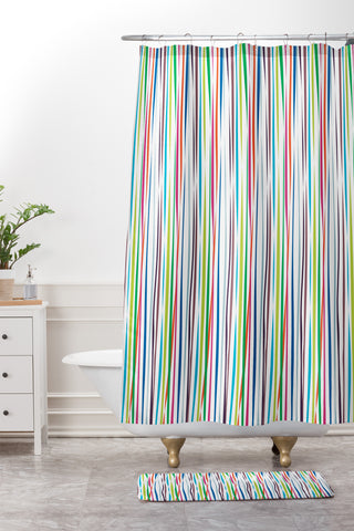 Vy La Bold Breezy Ribbons Shower Curtain And Mat