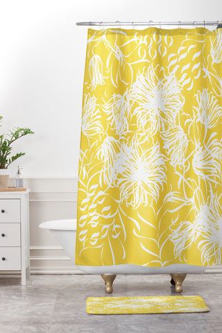 Vy La Bright Breezy Yellow Shower Curtain And Mat
