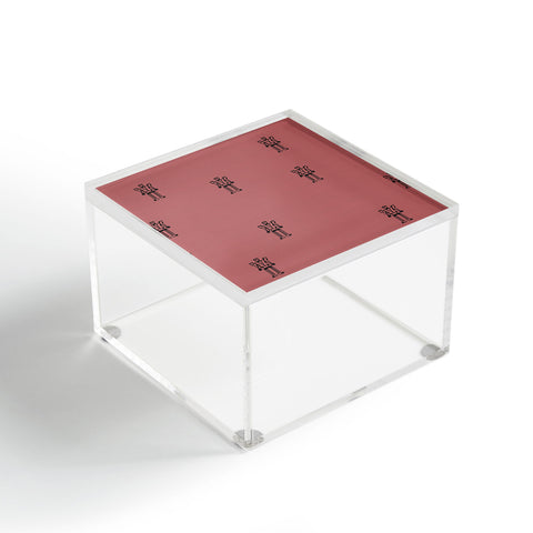 Vy La burgundy robot stripe repeat Acrylic Box