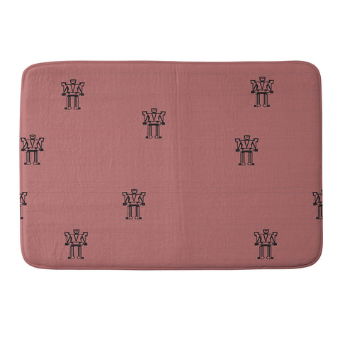 Vy La burgundy robot stripe repeat Memory Foam Bath Mat