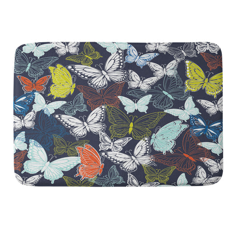 Vy La Butterfly Sky Navy Memory Foam Bath Mat