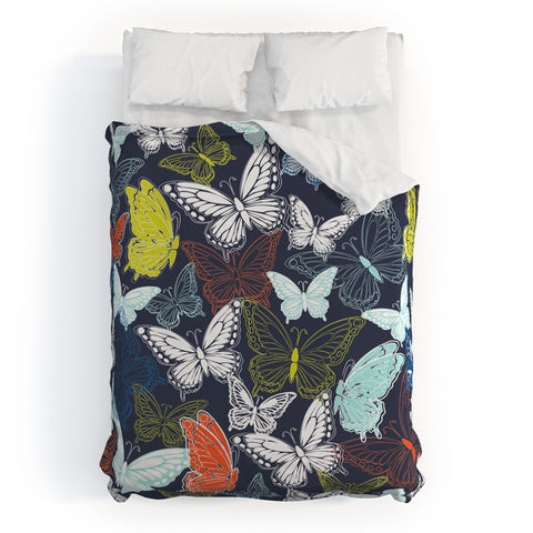 Vy La Butterfly Sky Navy Duvet Cover