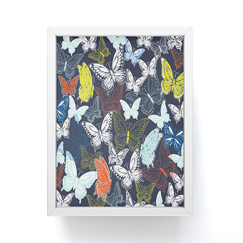 Vy La Butterfly Sky Navy Framed Mini Art Print