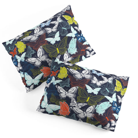 Vy La Butterfly Sky Navy Pillow Shams