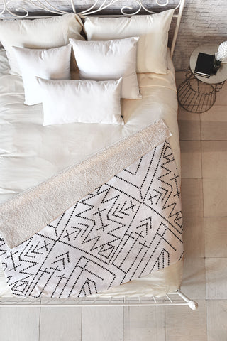 Vy La Cross Diamond Black Fleece Throw Blanket