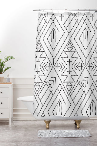 Vy La Cross Diamond Black Shower Curtain And Mat