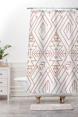 Vy La Cross Diamond Rust Shower Curtain And Mat