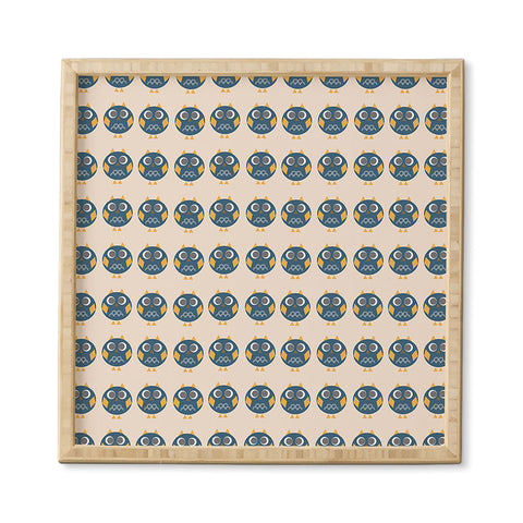 Vy La Geo Owl Print Blue Framed Wall Art