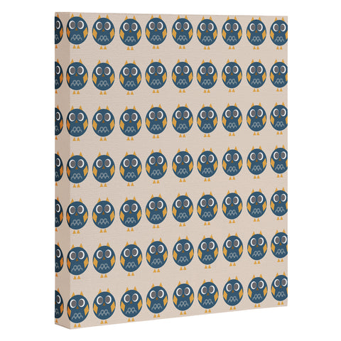 Vy La Geo Owl Print Blue Art Canvas