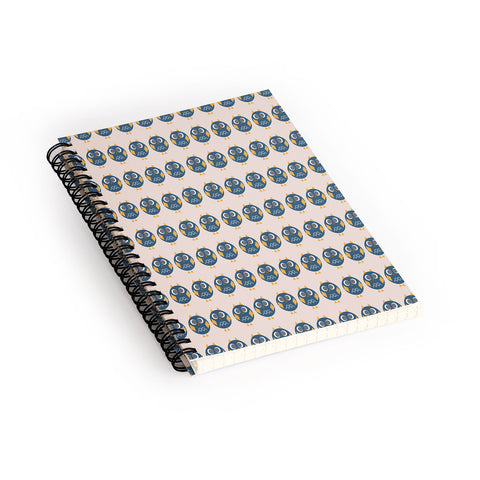 Vy La Geo Owl Print Blue Spiral Notebook