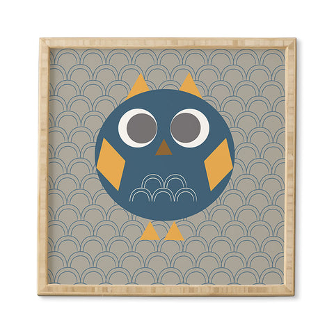 Vy La Geo Owl Solo Blue Framed Wall Art