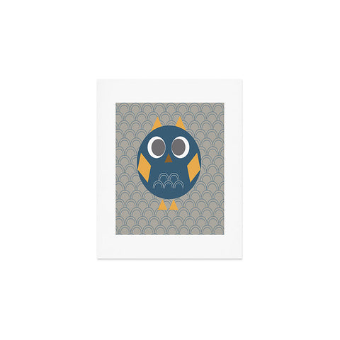 Vy La Geo Owl Solo Blue Art Print