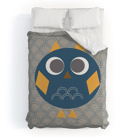Vy La Geo Owl Solo Blue Duvet Cover