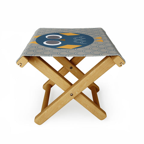 Vy La Geo Owl Solo Blue Folding Stool