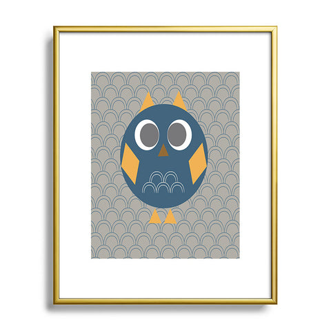 Vy La Geo Owl Solo Blue Metal Framed Art Print