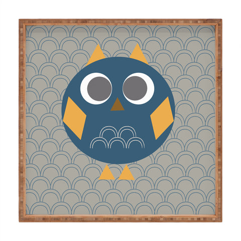 Vy La Geo Owl Solo Blue Square Tray