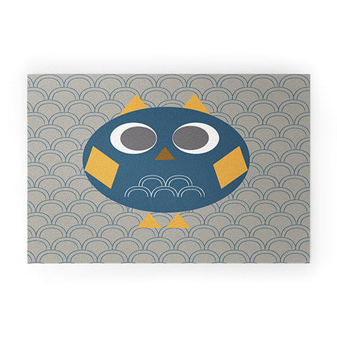 Vy La Geo Owl Solo Blue Welcome Mat