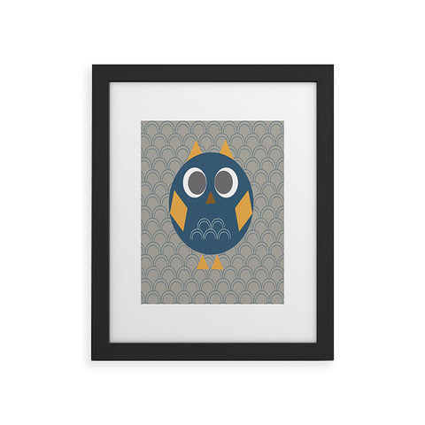 Vy La Geo Owl Solo Blue Framed Art Print