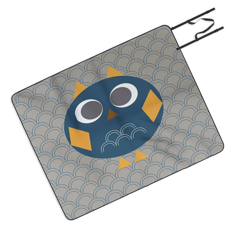 Vy La Geo Owl Solo Blue Picnic Blanket