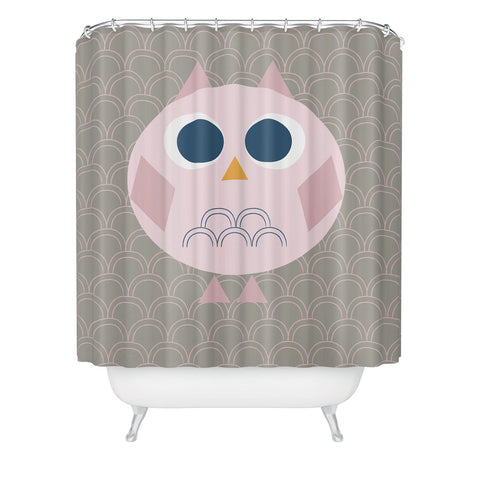 Vy La Geo Owl Solo Pink Shower Curtain