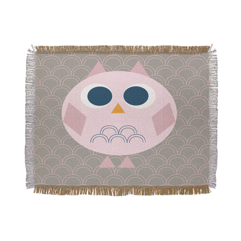 Vy La Geo Owl Solo Pink Throw Blanket