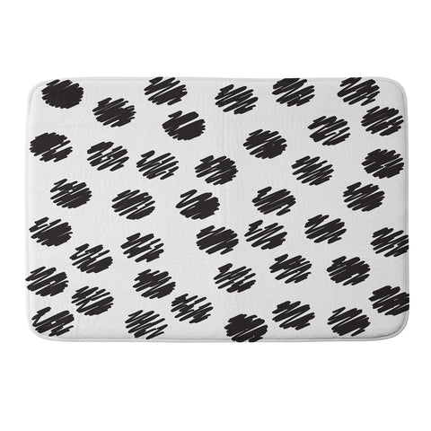Vy La Polka Dot Scribbles Black and White Memory Foam Bath Mat
