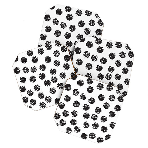 Vy La Polka Dot Scribbles Black and White Coaster Set