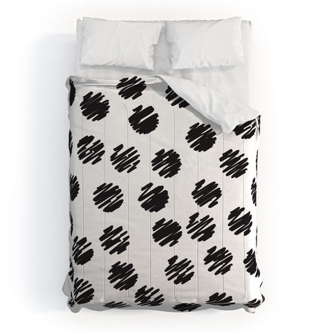 Vy La Polka Dot Scribbles Black and White Comforter