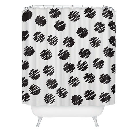 Vy La Polka Dot Scribbles Black and White Shower Curtain