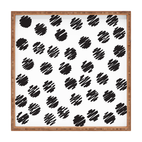 Vy La Polka Dot Scribbles Black and White Square Tray