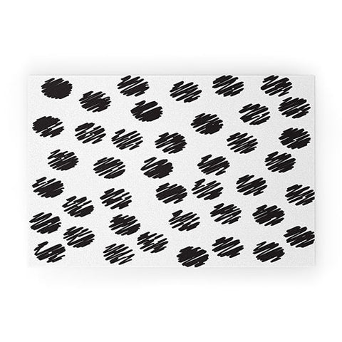 Vy La Polka Dot Scribbles Black and White Welcome Mat
