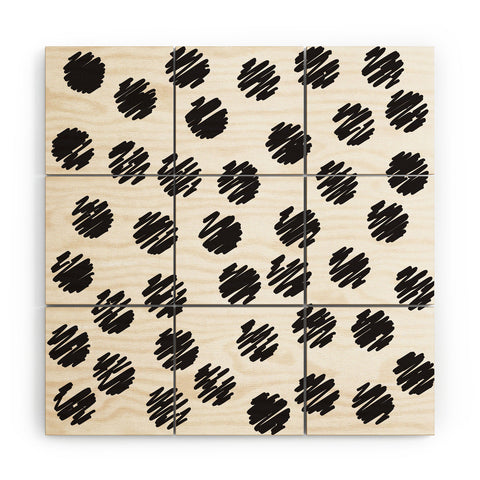 Vy La Polka Dot Scribbles Black and White Wood Wall Mural