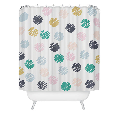 Vy La Polka Dot Scribbles Pastels Shower Curtain